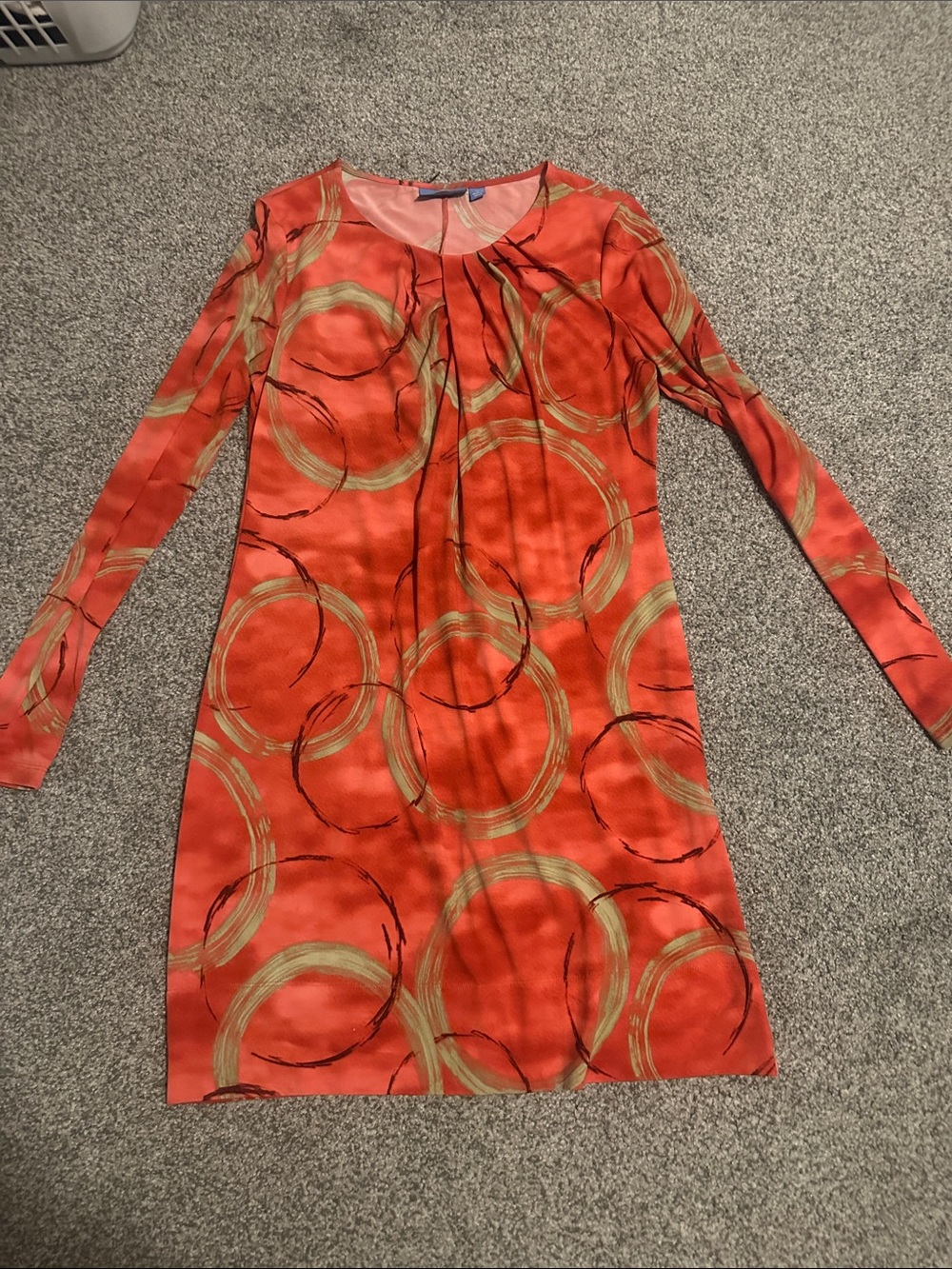 Simply Vera Vera Wang Orange Long-Sleeve Circle-Print Dress